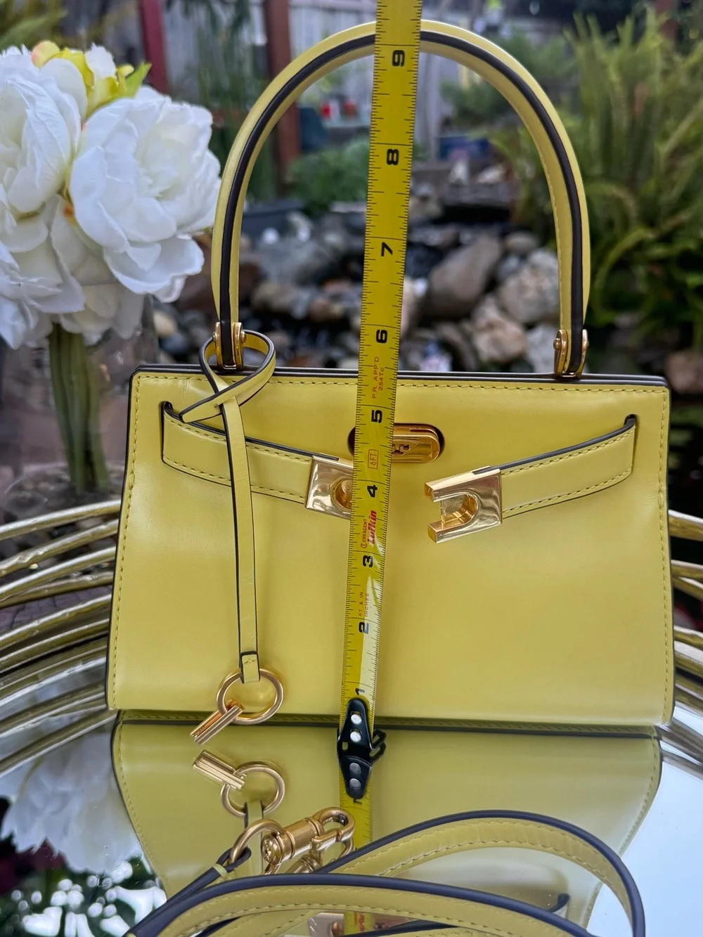 Tory Burch Lemon Yellow Top-Handle Satchel with Gold Hardware
